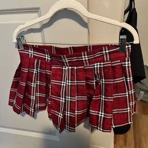 Red Plaid Micro Skirt